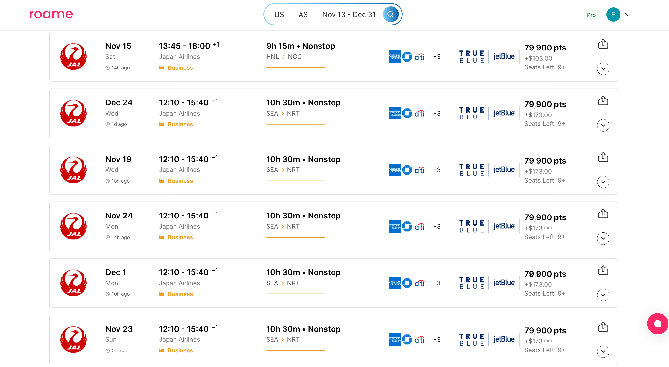 JAL Airlines Business Class
