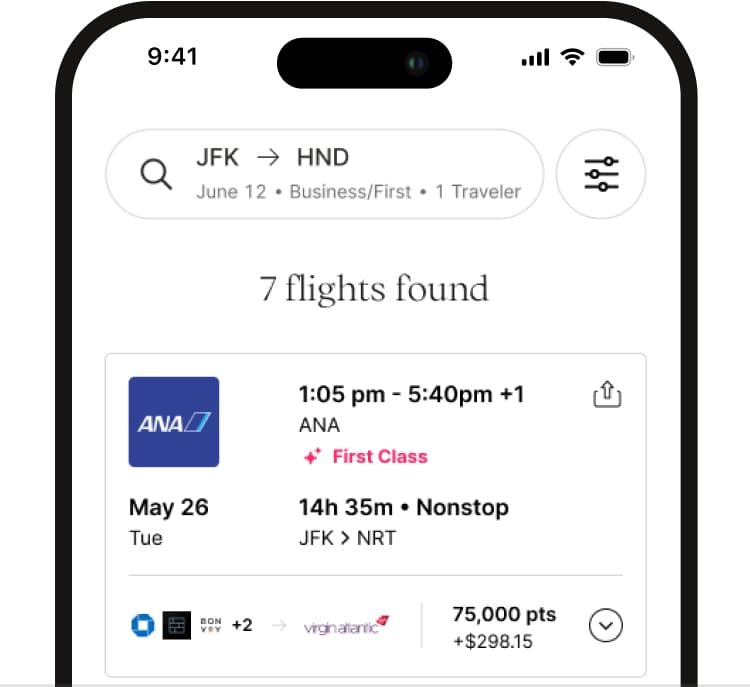 SkyView award results with points pricing